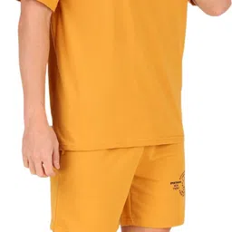 london hills Men Night Suit Set Yellow Solid image 3