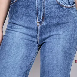 zxn clothing Women Boyfriend Mid Rise Light Blue Jeans image 5