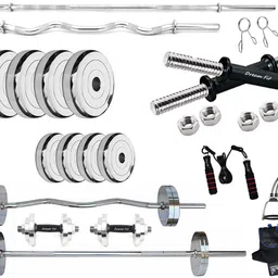 dreamfit 20 kg Steel plates, 23mm 3ft curl & 5ft straight rod, dumbbell rods with hexnuts & acc Home Gym Combo-picture-13