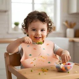 vrindaaccess Reusable Silicone Baby Feeding Bibs Adjustable Neckline Waterproof Bib image 2