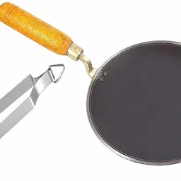 kitchen shopee iron tawa Tawa Deep Round with Handle Roti Chapati Maker 1 pes chimta Tawa 22.86 cm diameter image 1