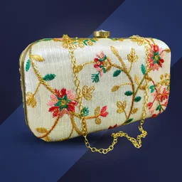 vyom aura Party Cream, White, Multicolor Clutch-picture-47