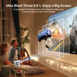 Livato HA109 4K Support Native HD Android 11 Freestyle Auto Keystone (5000 lm / 1 Speaker / Wireless / Remote Controller) Portable Projector image 4