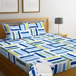 handbloom Cotton Queen Fitted (Elastic) 220 TC 3D Printed Bedsheet image 3