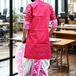 gouri collections Men Pure Cotton, Dupion Silk Kurta Dhoti Pant Set image 2