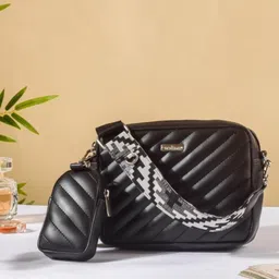 nestasia Black, White, Grey Women Sling Bag Black Sling Bag for Women Stylish with Coin Pouch & Detachable Straps-picture-28