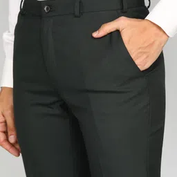 raymond Men Slim Fit Dark Green Polyester Trousers image 5