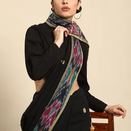 Taavi Woven Design Pure Cotton Sustainable Handloom Ikat Saree image 1