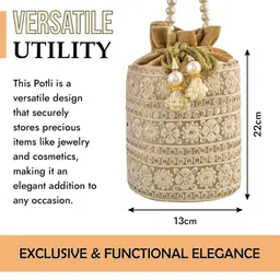 Kuber Industries Set of 2 Lucknowi Embroidered Velvet Potli image 4