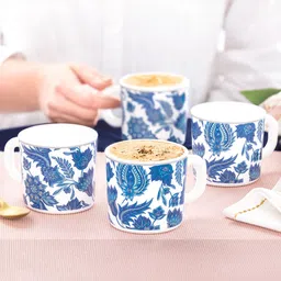 Larah by BOROSIL Premia Series New Iris White & Blue 6Pcs Printed Opalware Mugs 180ml Each-image-5