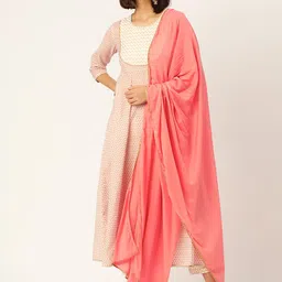 MAAND Women White Floral Printed Empire Gotta Patti Kurta with Trousers & With Dupatta-picture-15