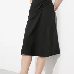 DressBerry Effortless Elegance Ruched Knee Length A-Line Skirt-picture-54