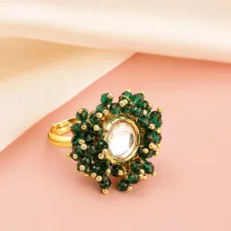Peora Gold Plated Crystal Beads Studded Adjustable Finger Ring-picture-26