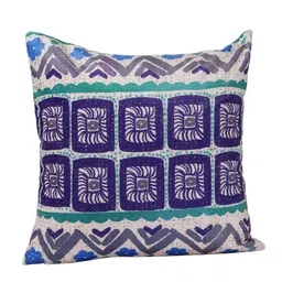 ROMEE Blue & Beige Set of 5 Ethnic Motifs Velvet Square Cushion Covers image 2