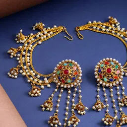 Priyaasi Multicoloured 18K Gold-Plated Handcrafted Beaded Circular Jhumkas-picture-43