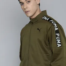 Puma Men Deep Olive Green Solid warmCELL Fit PWRFLECE Training Or Gym Jacket-picture-28