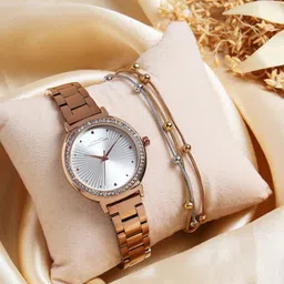 French Connection Textured Round Dial Watch With Bracelet Gift Set-image-34