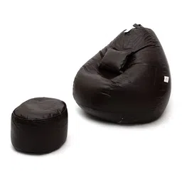 THREADVIBE LIVING Brown 3 Pieces Teardrop Filled Bean Bag With Footrest & Cushions-picture-32
