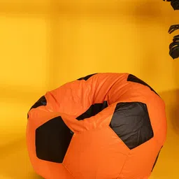 THREADVIBE LIVING Orange Colored & Black Football Bean Bag With Beans-image-35