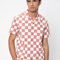 Mufti Checked Cuban Collar Slim Fit Opaque Cotton Casual Shirt-picture-37