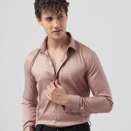 Snitch Men Peach-Coloured Classic Slim Fit Opaque Casual Shirt-image-66
