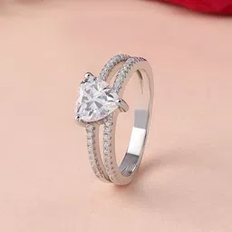 Ornate Jewels 925 Sterling Silver Rhodium Plated American Diamond Studded Finger Ring-picture-40