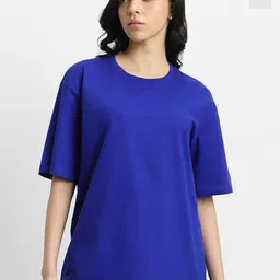 JUNEBERRY Pack Of 2 Pure Cotton Drop-Shoulder Sleeves Oversized Applique T-shirts-image-60