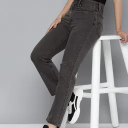 Levis Women Straight Fit Pure Cotton High-Rise Slash Knee Light Fade Jeans-image-47