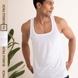 DAMENSCH Men Pack Of 2 White NEO-Cotton Anti Bacterial & Anti Microbial Innerwear Vests-picture-37