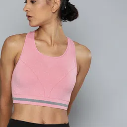 HRX by Hrithik Roshan Pink Seamless YOGA Light Support Rapid Dry Sports Bra-picture-29