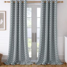 Story@home Set of 2 Grey & White Geometric Cotton Room Darkening Long Door Curtain-picture-1