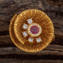 Kushal's Fashion Jewellery Ruby Gold-Plated Ethnic Antique Finger Ring-picture-38