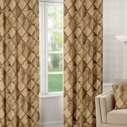 Raymond Home Brown & Silver-Toned 2 Pcs Geometric Door Curtains-image-13