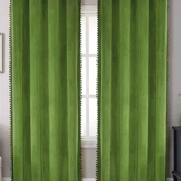 STITCHNEST Olive Green 2 Pieces Velvet Black Out Door Curtains-image-24