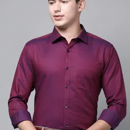 Park Avenue Men Violet Slim Fit Solid Pure Cotton Formal Shirt-picture-26