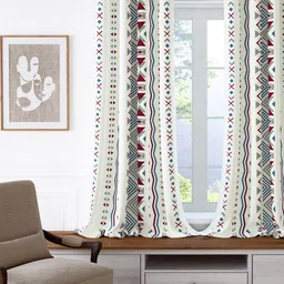 Story@home White & Grey Geometric Room Darkening Window Curtain-picture-31