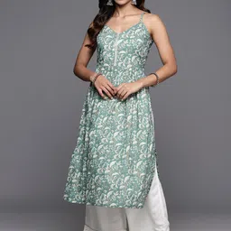 Varanga Women Floral Printed Gotta Patti A-Line Kurta-image-26