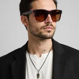 Ted Smith Unisex Brown Square Acetate Sunglasses With Polarised Lens-picture-24