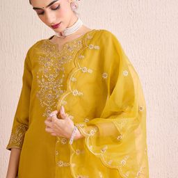 Indo Era Women Ethnic Motifs Embroidered Regular Gotta Patti Kurta with Trousers & With Dupatta-picture-18