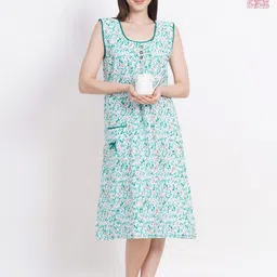 Breezly Pack Of 2 Floral Printed Sleeveless Pure Cotton Midi Nightdress-picture-20