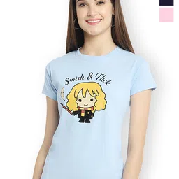 Fabflee Women Multicoloured 3 Printed Extended Sleeves Applique T-shirt-picture-20