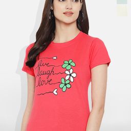 Fabflee Women Pack Of 3 Multicoloured Printed Round-Neck Short Sleeve Cotton T-shirt-picture-42