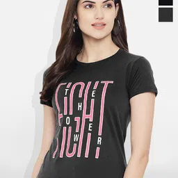 Fabflee Women Multicoloured 4 Printed Extended Sleeves T-shirt-picture-16