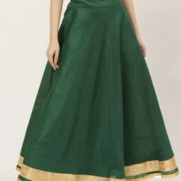 Studio Shringaar Green & Golden Solid Lehenga Skirt with Zari Border-picture-41