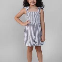 Biglilpeople Girls Striped Smocked Cotton Linen Play Jumpsuit-image-83