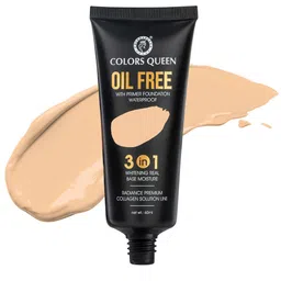 Colors Queen 3 In 1 Oil Free Water Proof Foundation with Primer 60 ml - Golden Beige 03 image 2