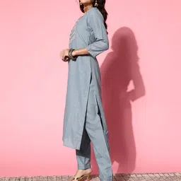 SheWill Women Ethnic Motifs Silk Blend Hyper Texture Kurta Set image 5