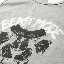 ROMEO ROSSI Men Grey Melange & Black Printed Round Neck T-shirt image 4