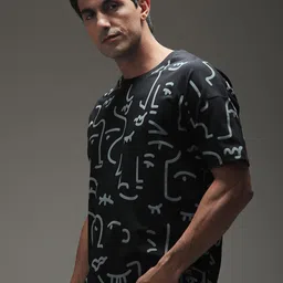 Stormborn Men Printed Drop-Shoulder Sleeves Monochrome T-shirt image 5