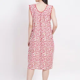 Breezly Pack Of 2 Floral Printed Sleeveless Pure Cotton Midi Nightdress image 4